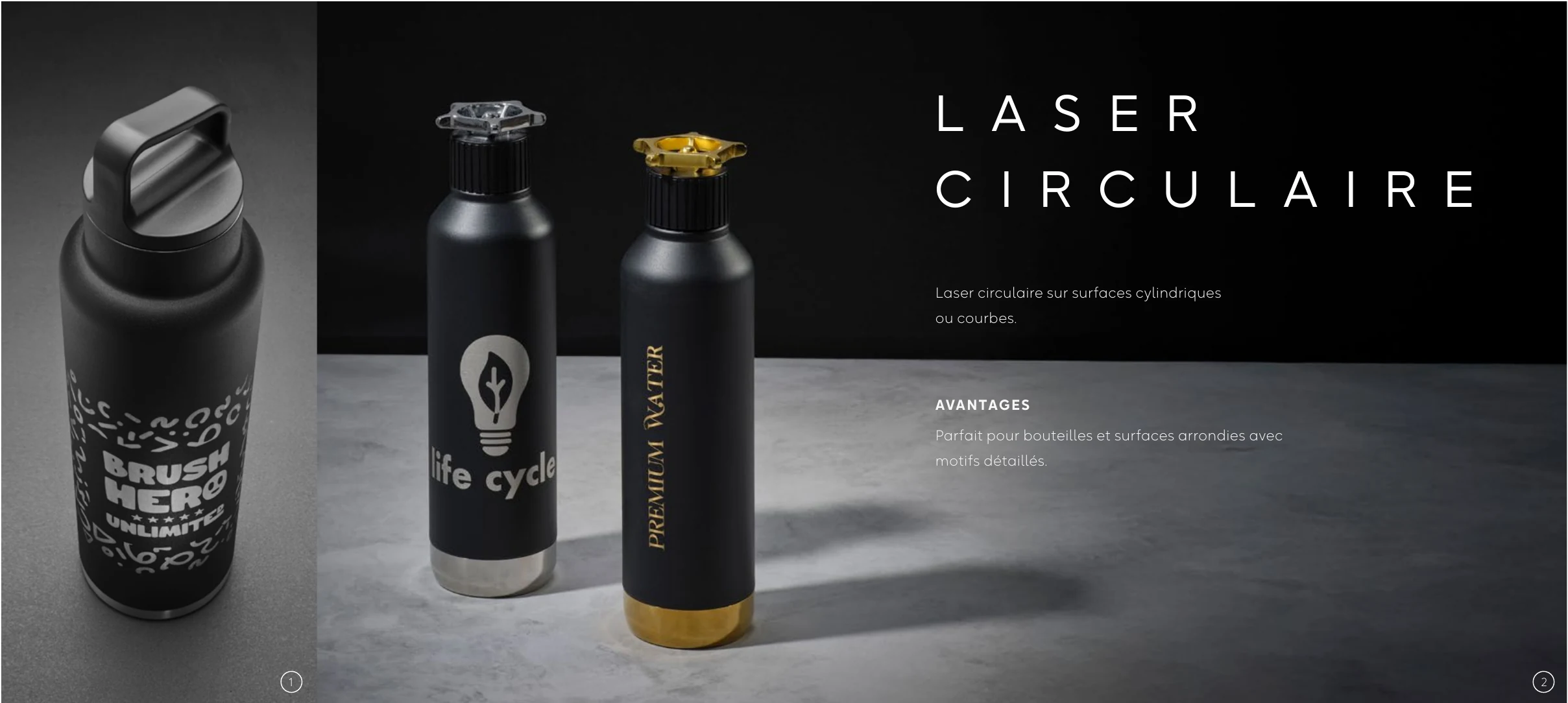 Gravure laser circulaire sur bouteilles isothermes