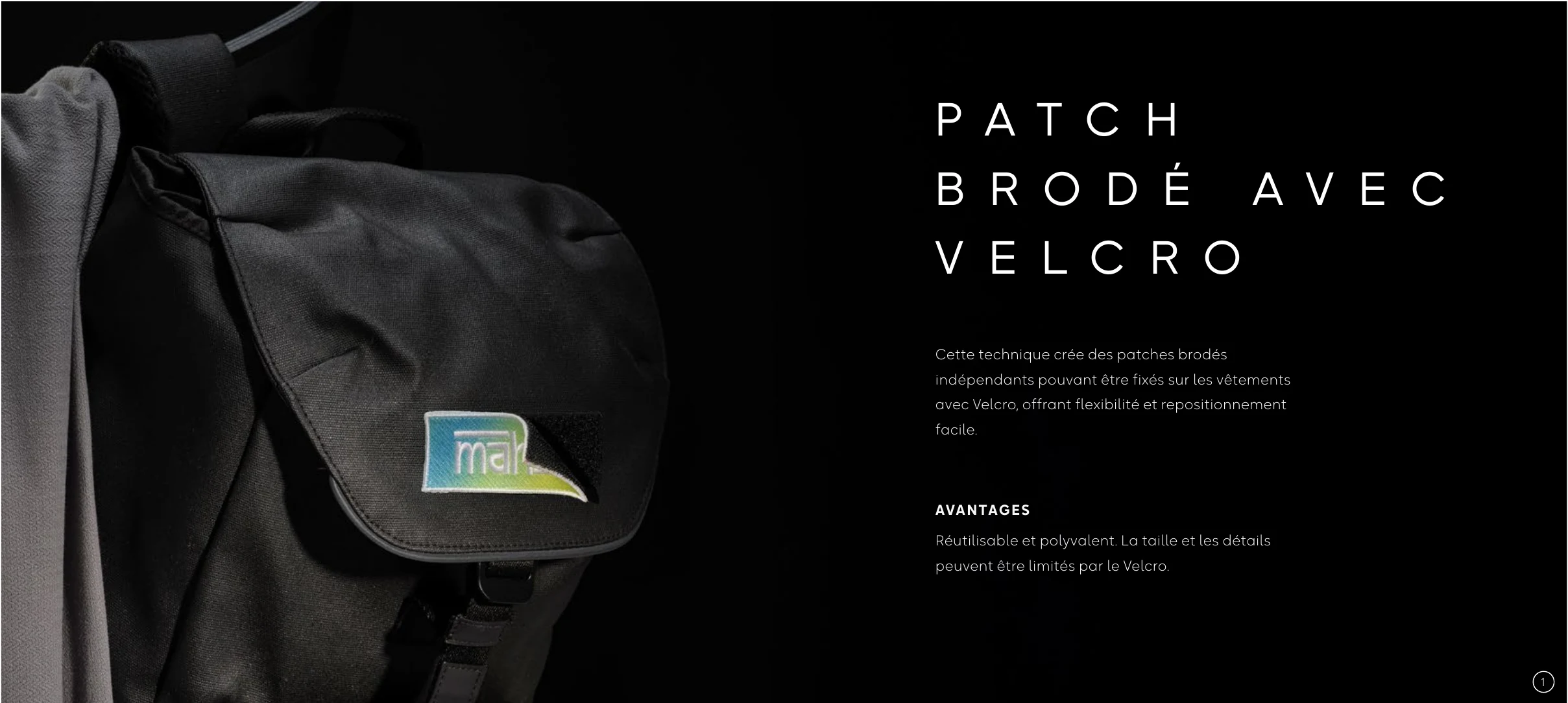 Patch brodé amovible avec Velcro sur sac à dos