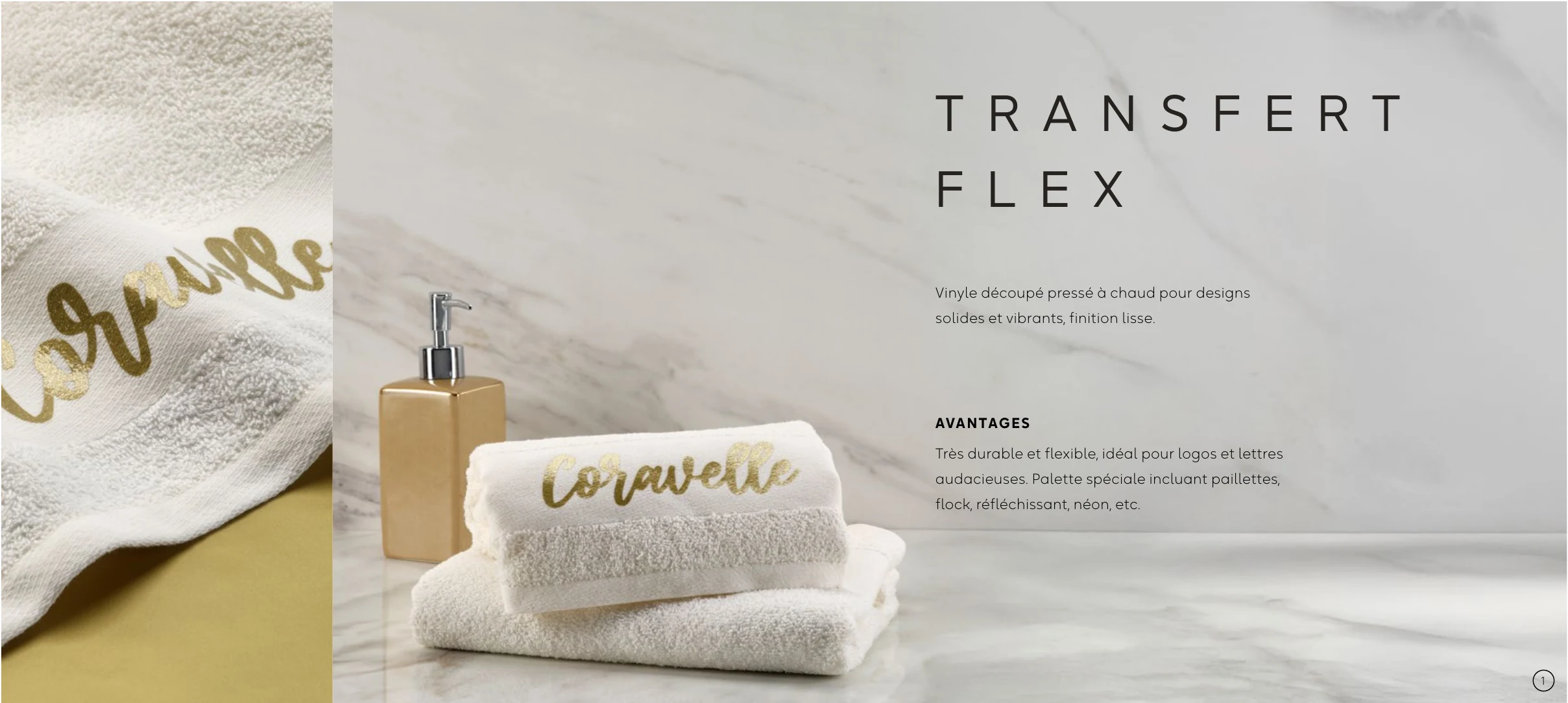 Transfert flex doré sur serviettes personnalisées